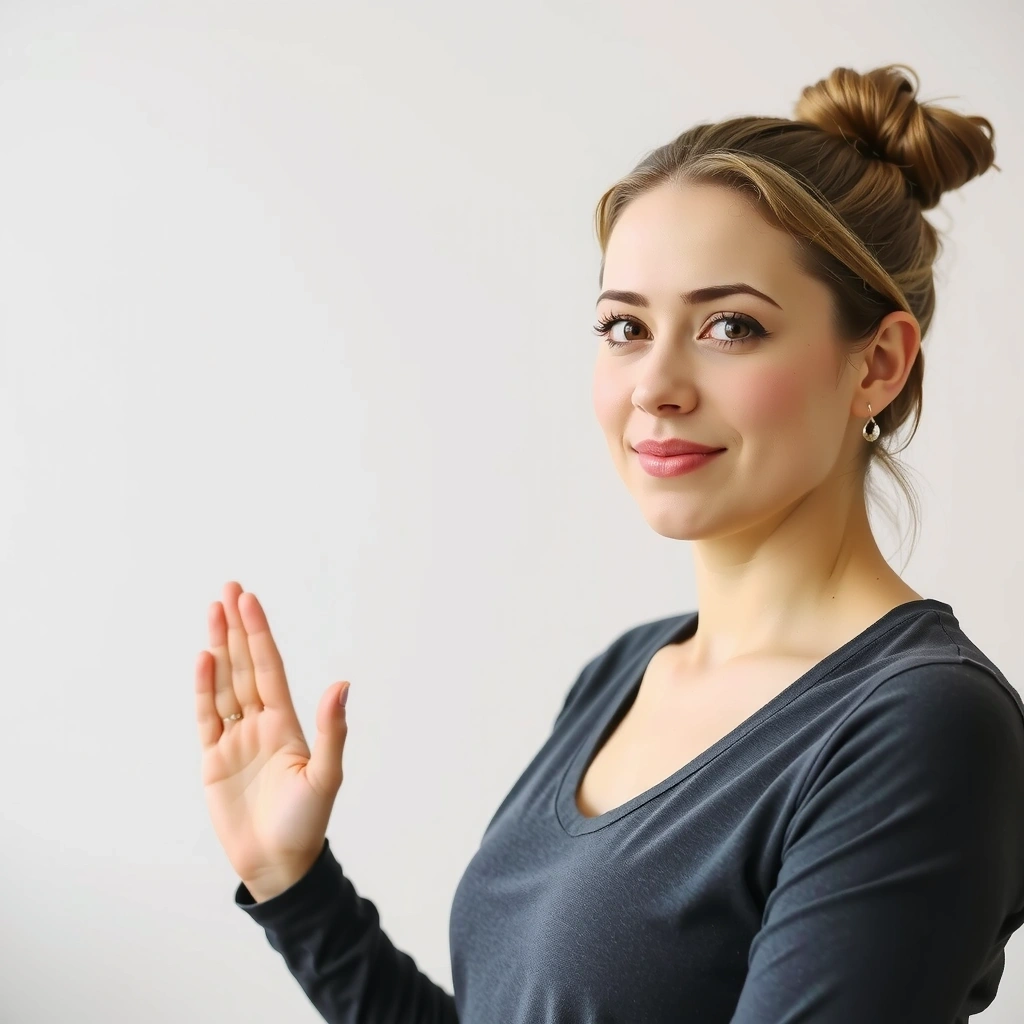 Instructor Lena Petrova, a woman with a serene look, demonstrating a gentle yoga pose.