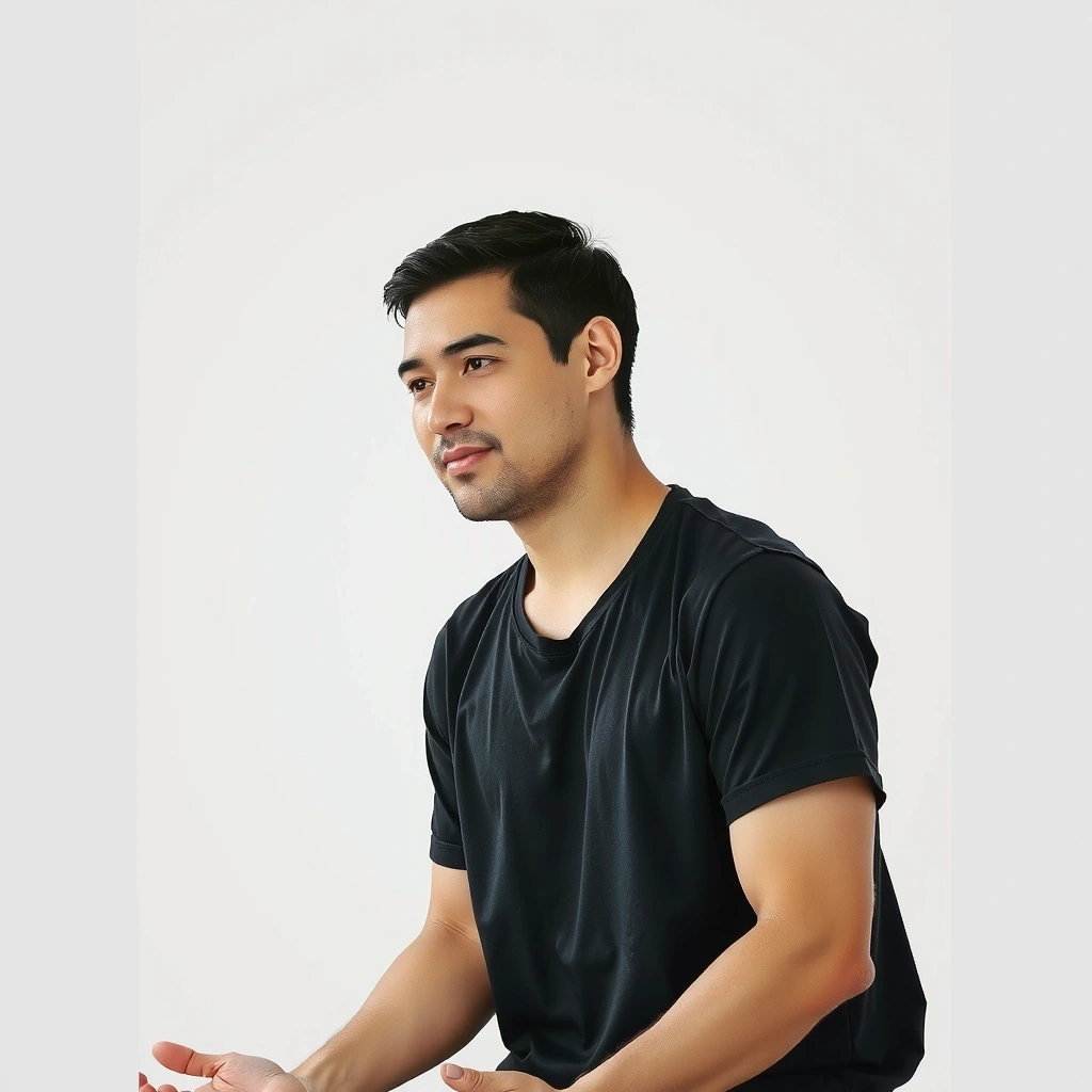 Instructor Kenji Tanaka, a man with a thoughtful expression, in a meditation pose.