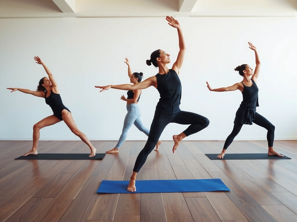 Energetic Vinyasa yoga sequence, flowing gracefully from one pose to another