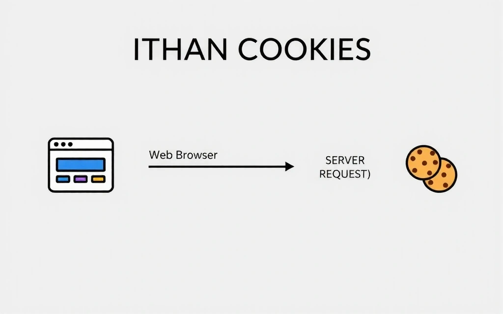 Diagram showing data flow with cookies between a browser and a server